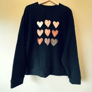 Heart Print Thick Sweatshirt